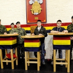 Mr. Geoff Petznick, Woodshop instructor Ernestown Secondary School, Sgt Andrew Brown, PWOR, OCdt Mark Henderson, PWOR, Capt Steve Covell, PWOR, Jordan Brown, Gr 12 student Ernestown Secondary School, Cody McDougall, Gr 12 student Ernestown Secondary School, MCpl John Lawrence, PWOR