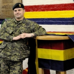 Capt Steve Covell who oversaw the time capsule project in front of the three time capsules